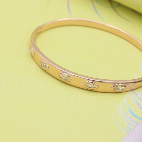Elegant Rose Gold Bangle with Marquise-Cut Sparkling Stones, XPBL0490 - Picture 4 of 12